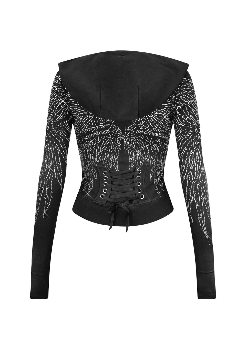 FALLEN RHINESTONE SCULPT HOODIE WASHED BLACK
