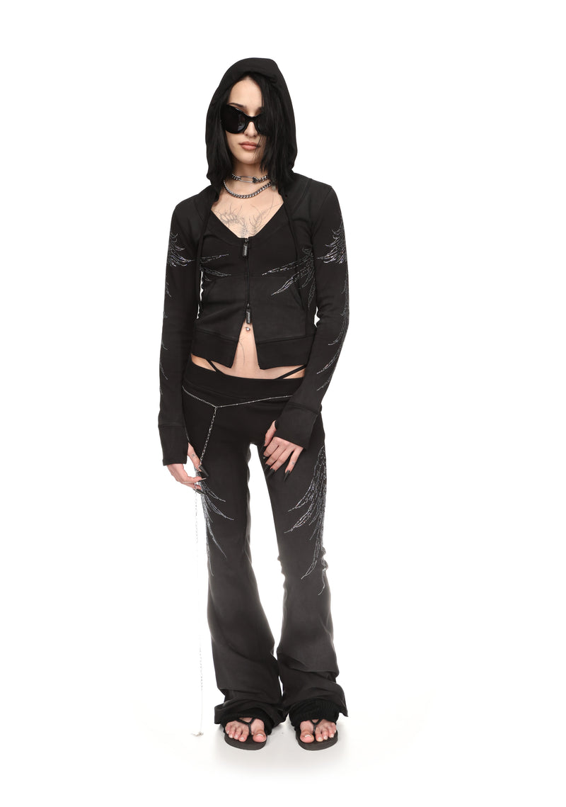 FALLEN RHINESTONE SCULPT PANTS WASHED BLACK