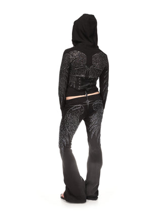 FALLEN RHINESTONE SCULPT PANTS WASHED BLACK