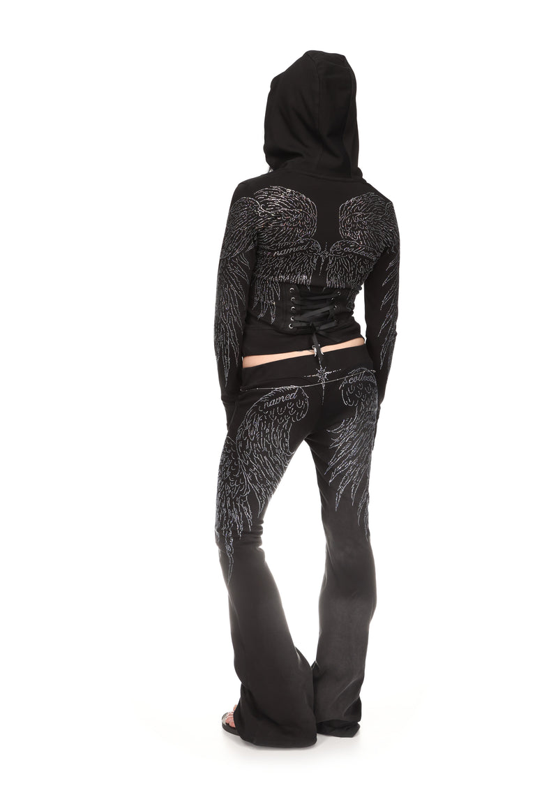 FALLEN RHINESTONE SCULPT PANTS WASHED BLACK