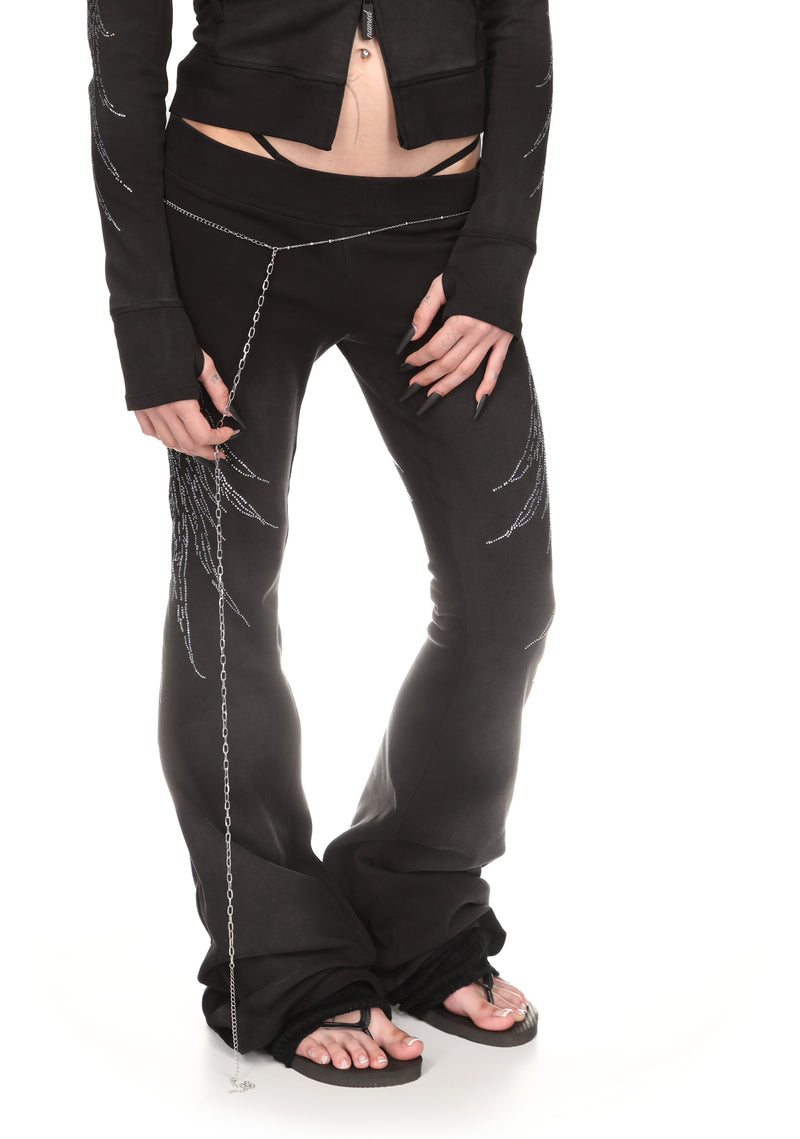FALLEN RHINESTONE SCULPT PANTS WASHED BLACK
