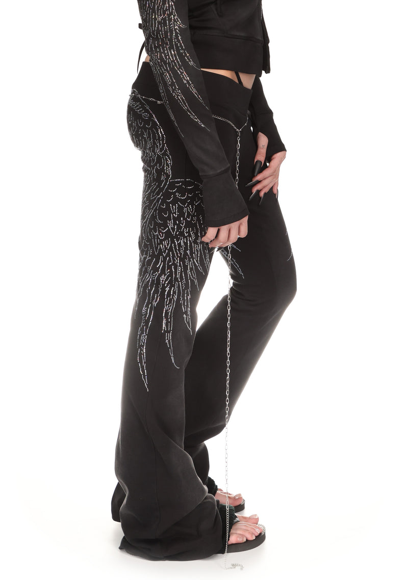 FALLEN RHINESTONE SCULPT PANTS WASHED BLACK