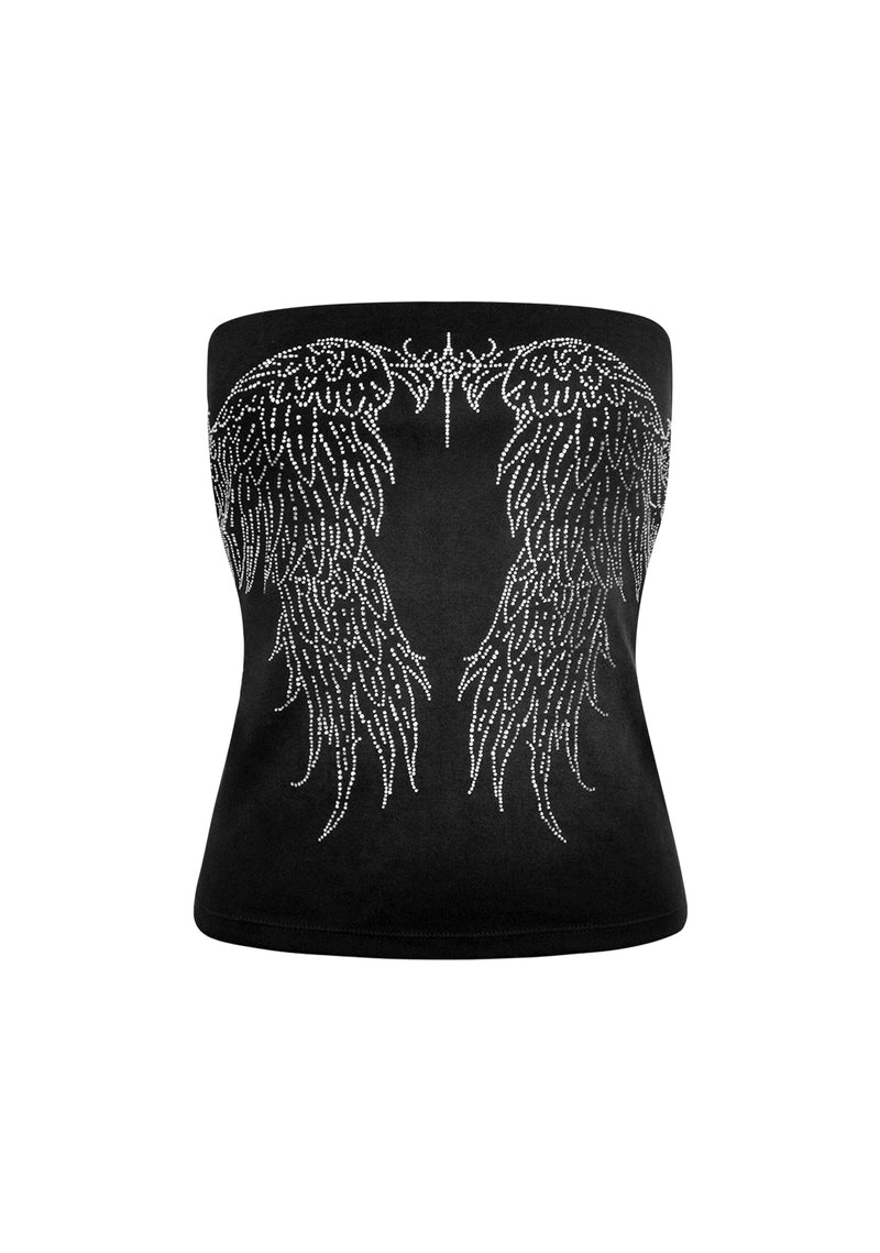 FALLEN RHINESTONE TUBE TOP WASHED BLACK