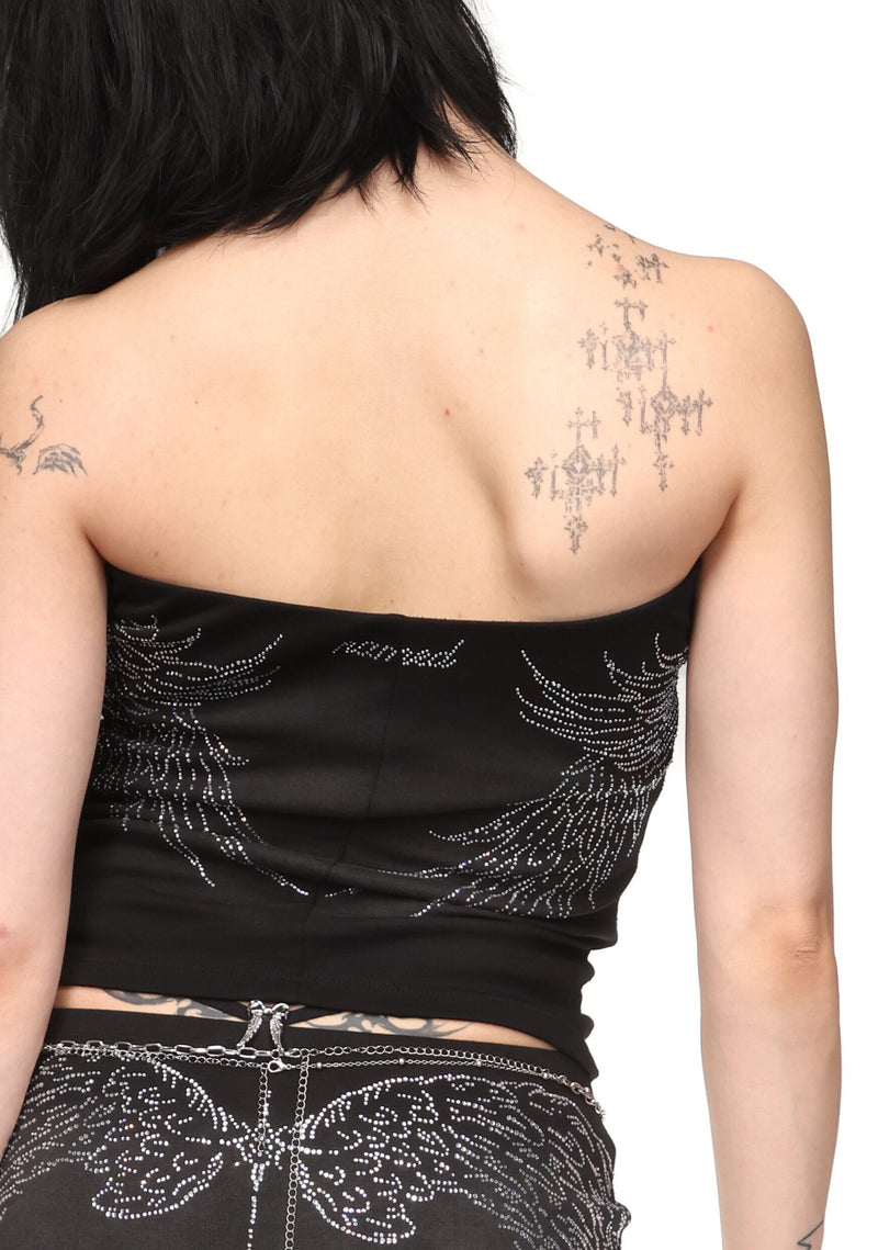 FALLEN RHINESTONE TUBE TOP WASHED BLACK