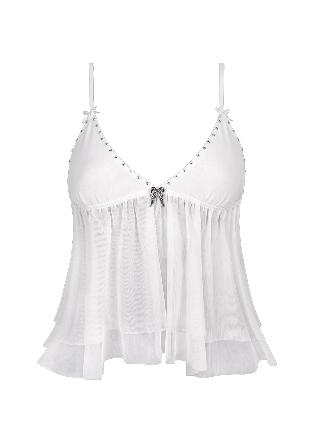 FALLEN SHEER MESH WINGS CAMI TOP WHITE
