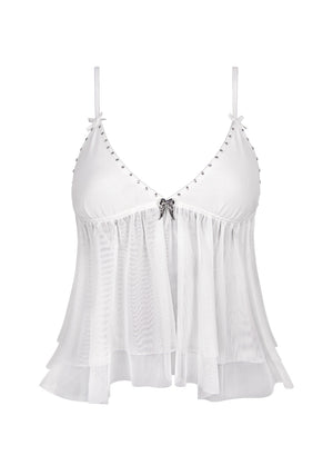 FALLEN SHEER MESH WINGS CAMI TOP WHITE