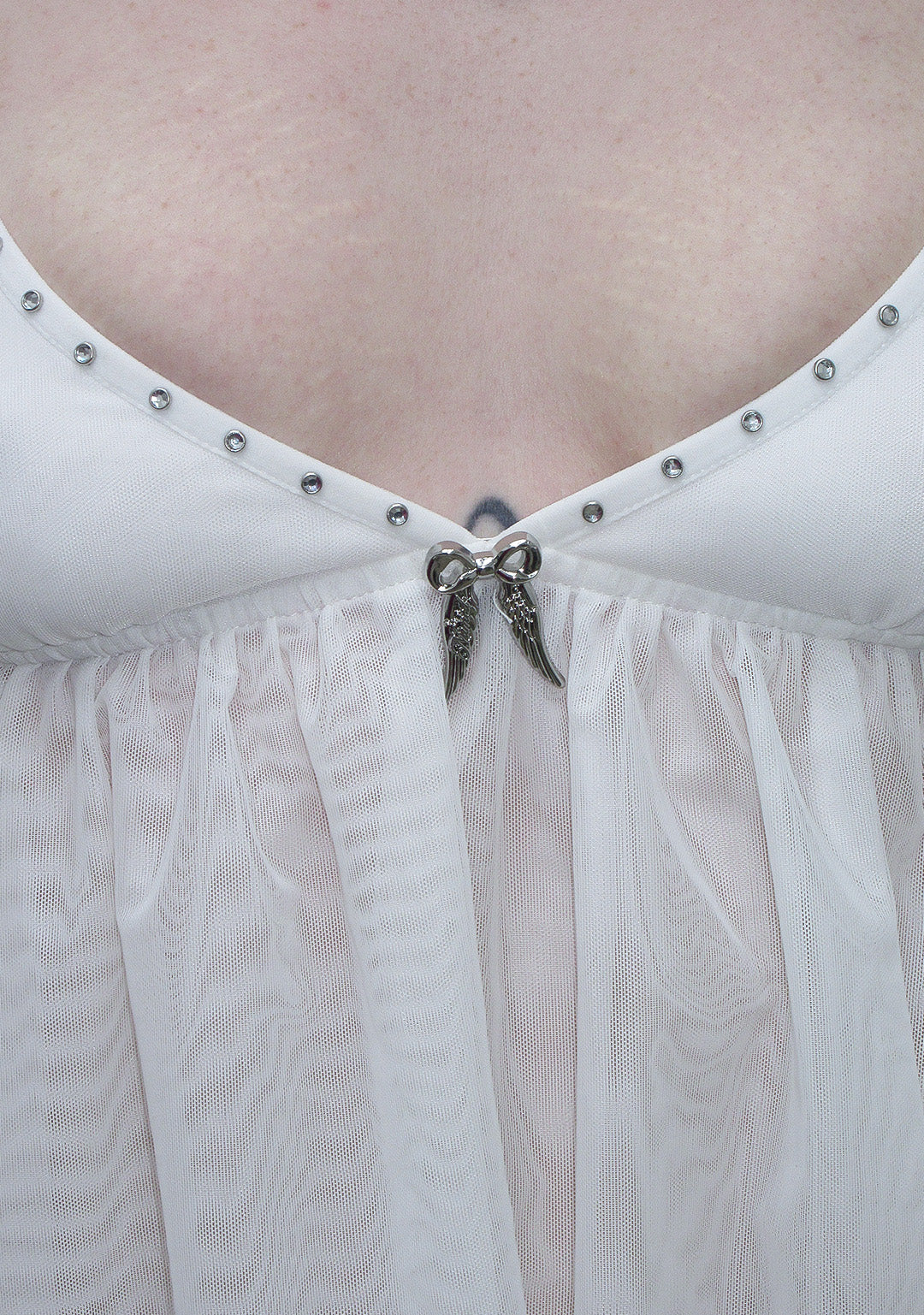 FALLEN SHEER MESH WINGS CAMI TOP WHITE