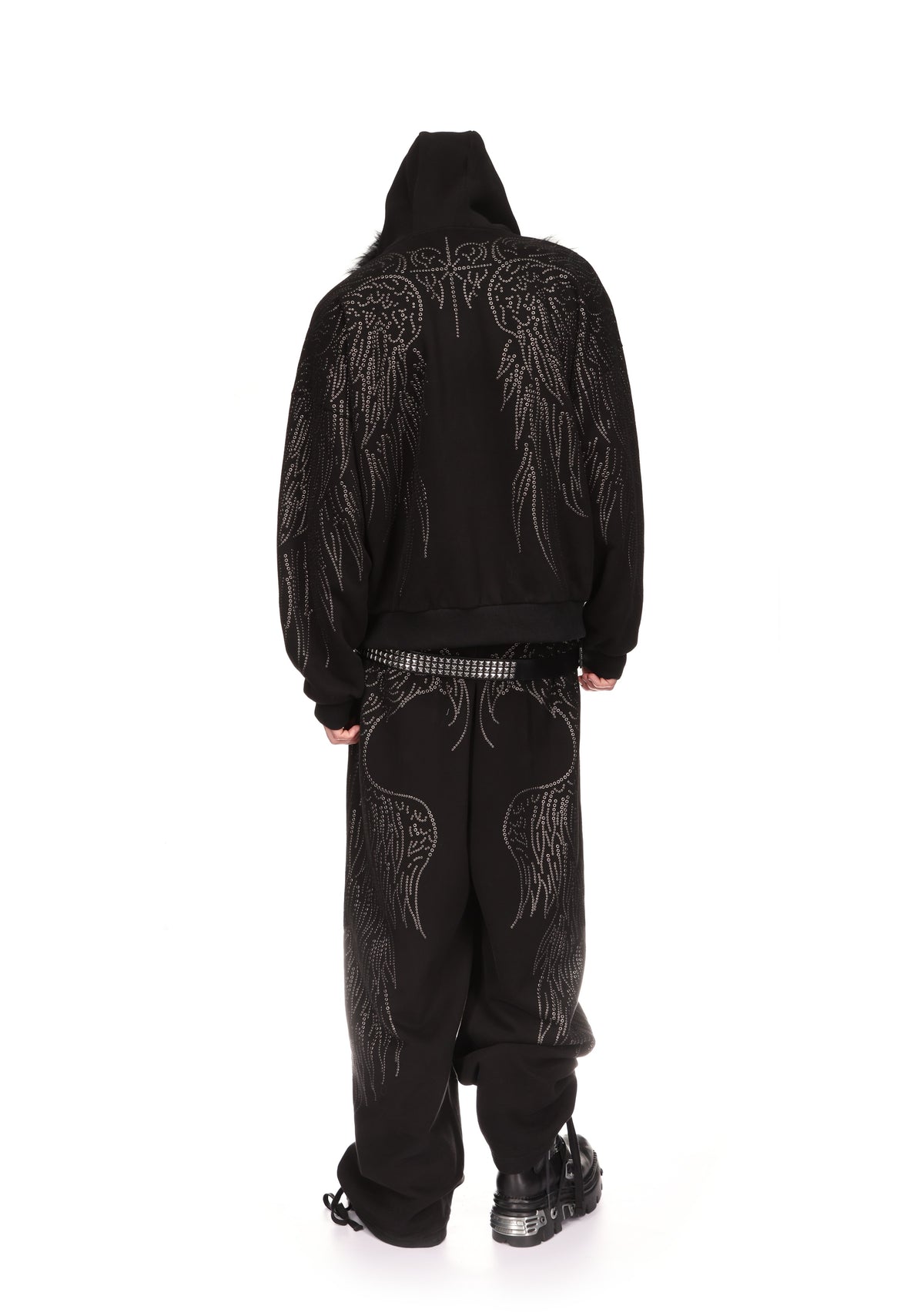 FALLEN STUDDED OVERSIZED SWEATPANTS BLACK
