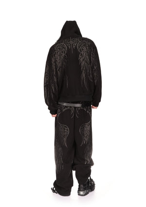 FALLEN STUDDED OVERSIZED SWEATPANTS BLACK