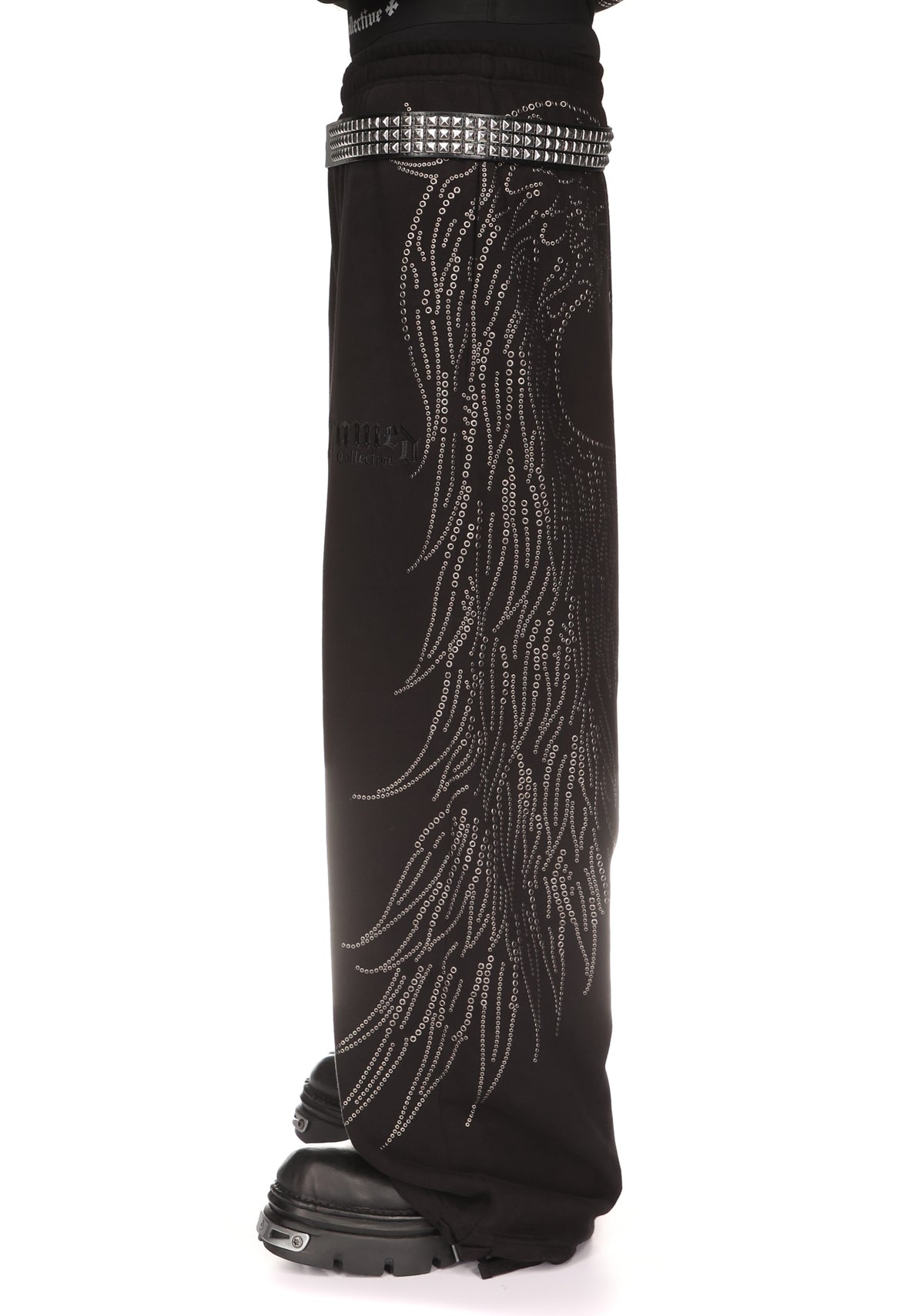 FALLEN STUDDED OVERSIZED SWEATPANTS BLACK