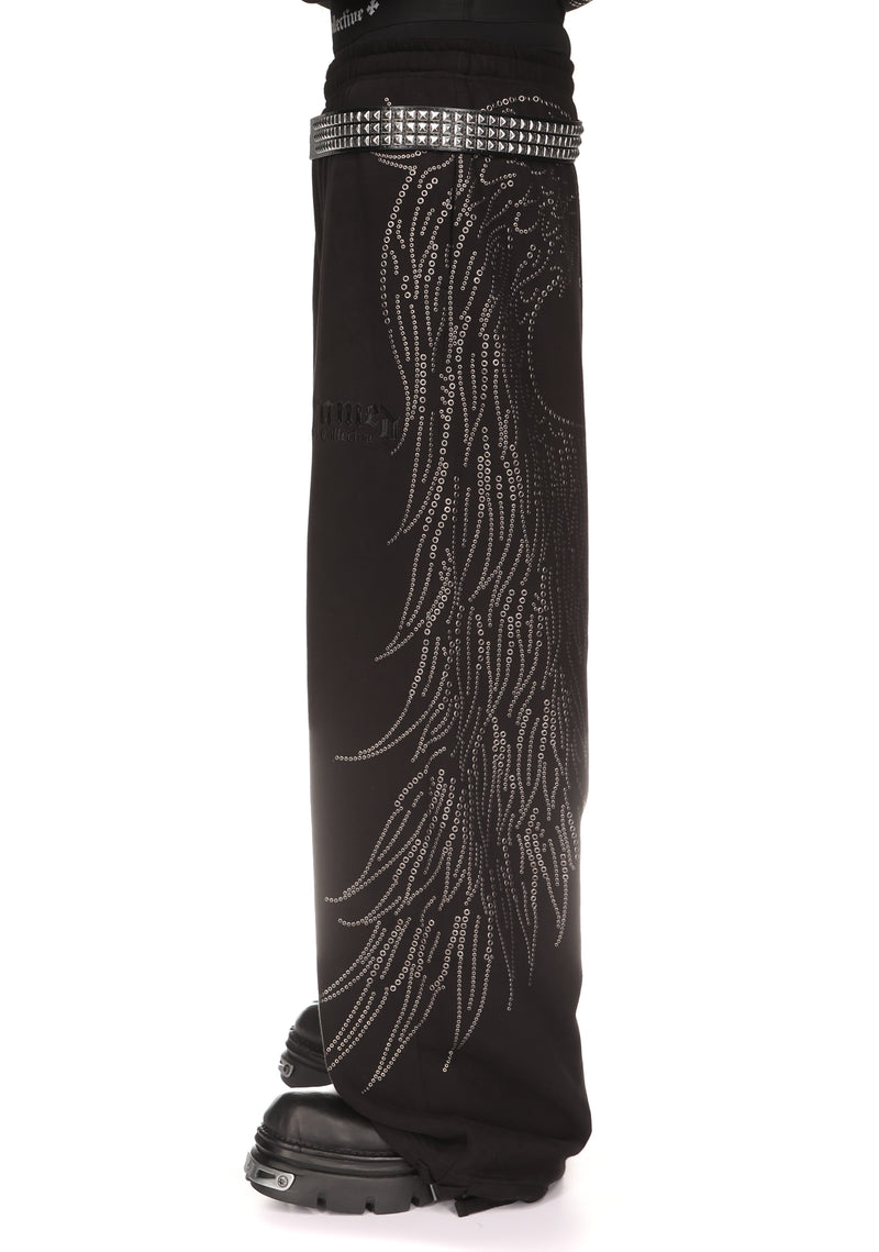 FALLEN STUDDED OVERSIZED SWEATPANTS BLACK