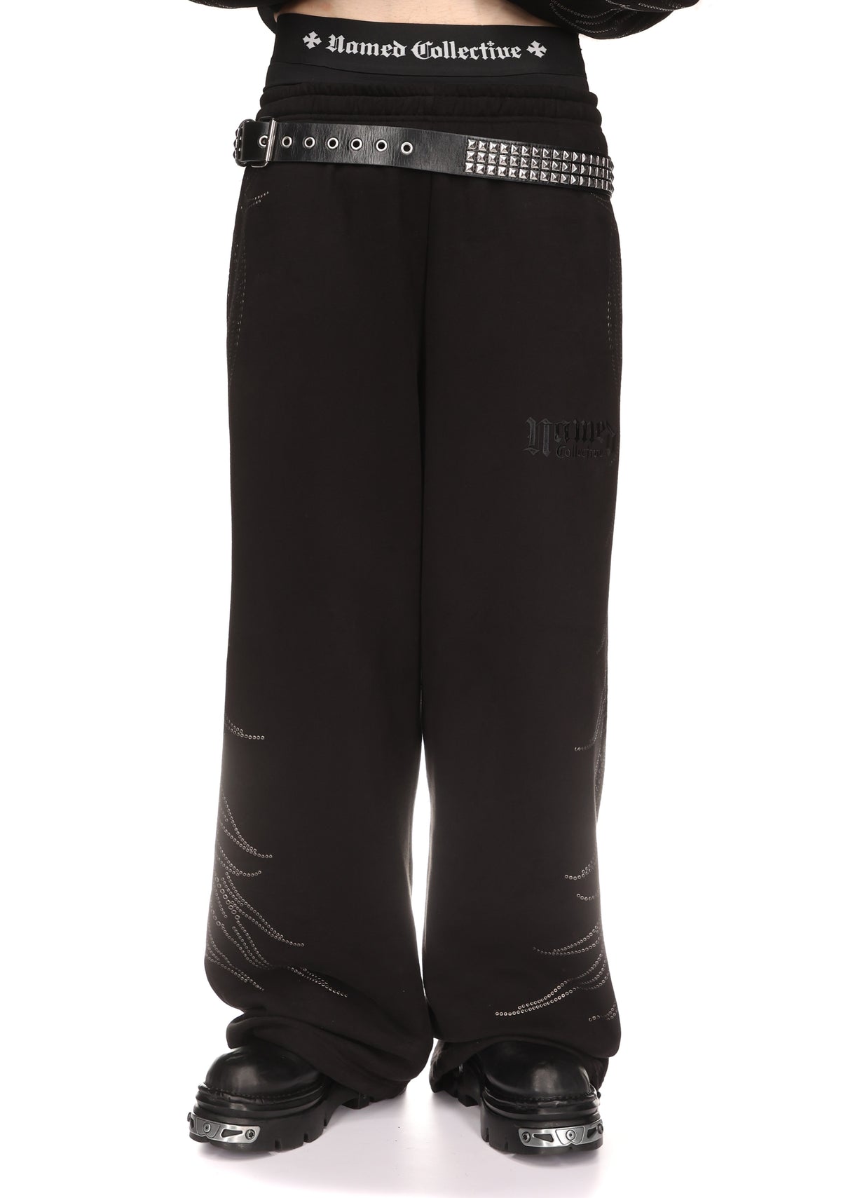 FALLEN STUDDED OVERSIZED SWEATPANTS BLACK