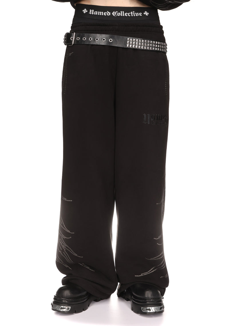 FALLEN STUDDED OVERSIZED SWEATPANTS BLACK
