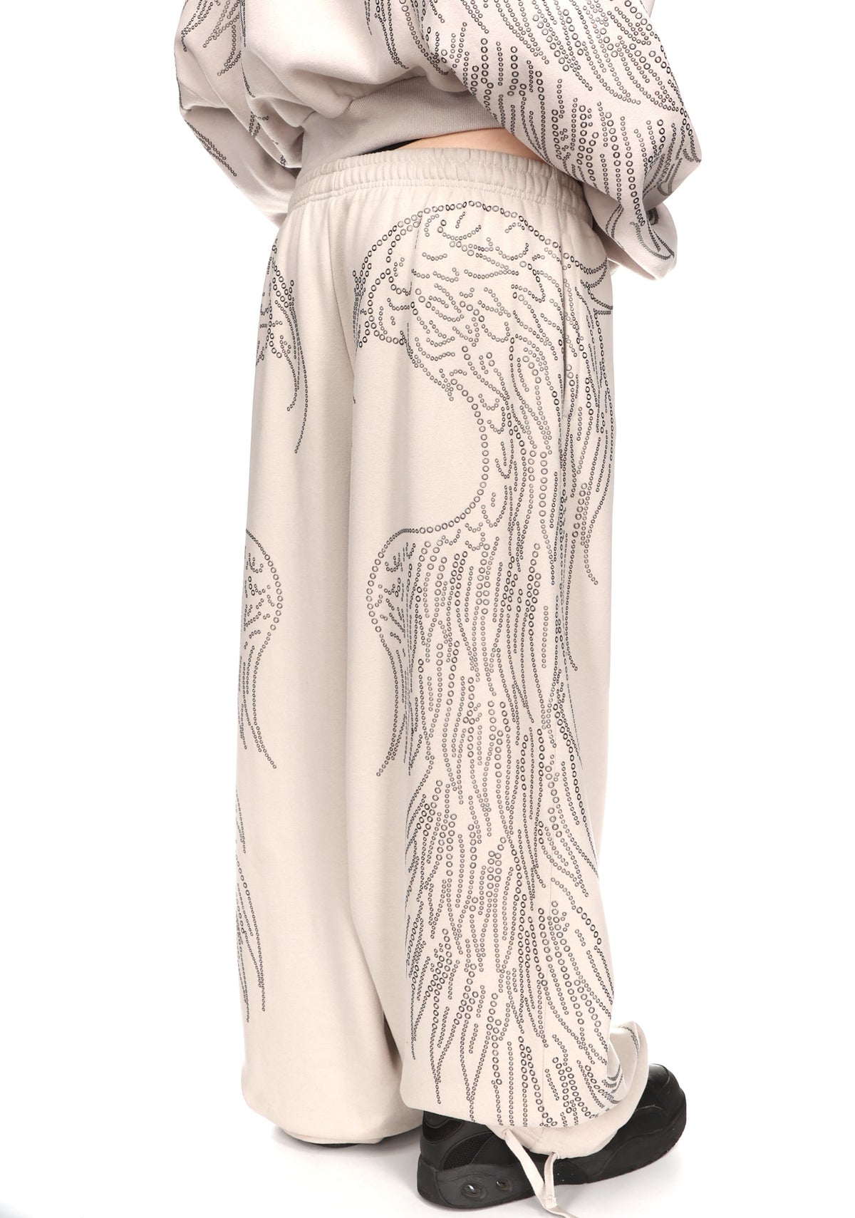 FALLEN STUDDED OVERSIZED SWEATPANTS BONE