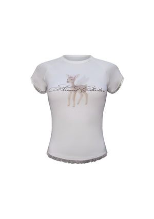 FAWN DEER BABY TEE WHITE