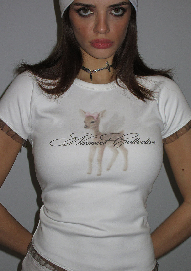 FAWN DEER BABY TEE WHITE
