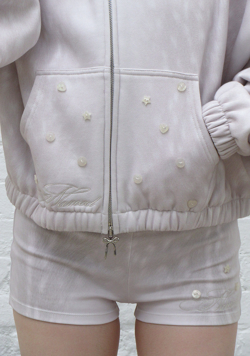 FAWN FAUX FUR CROP ZIP HOODIE OFF WHITE (DETACHABLE FUR)
