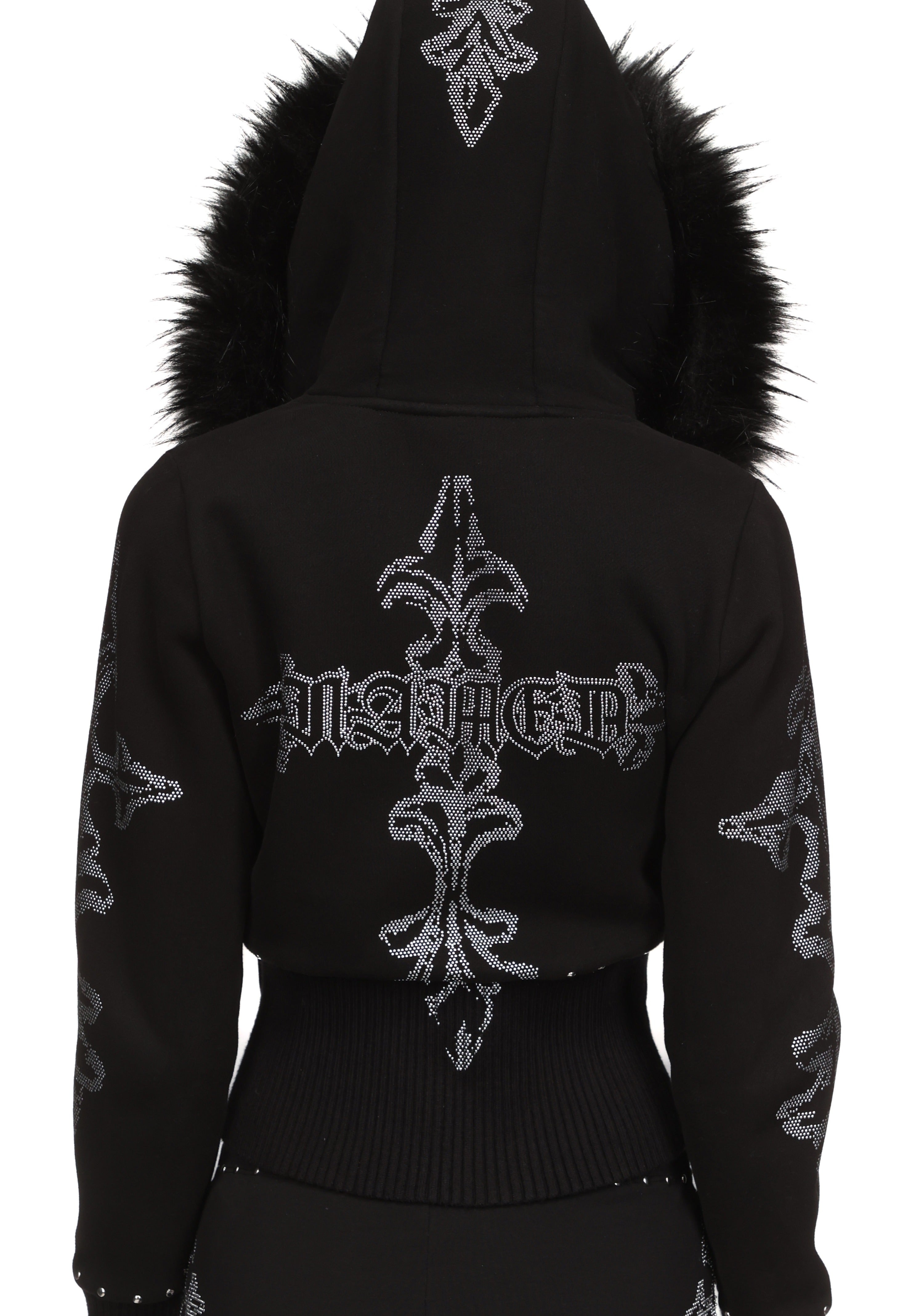 Feral Faux Fur Fitted Zip Hoodie Black (Detachable Fur) – NAMED