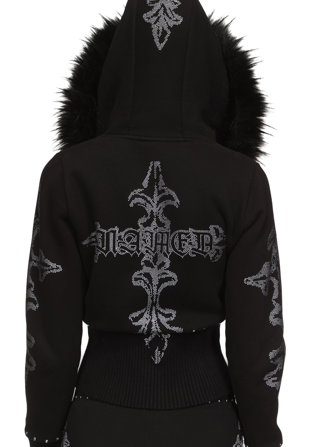 FERAL FAUX FUR FITTED ZIP HOODIE BLACK (DETACHABLE FUR)