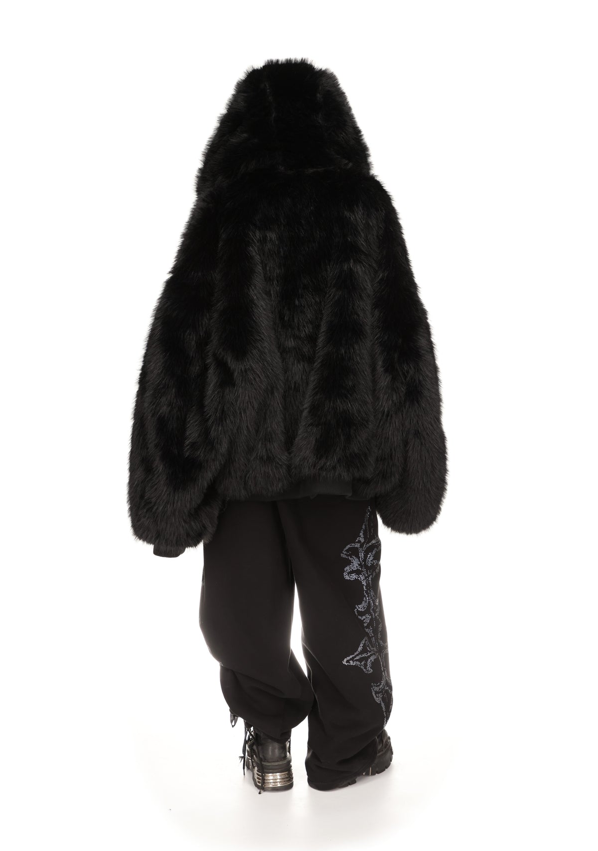 FERAL FAUX FUR REVERSIBLE BOMBER JACKET BLACK