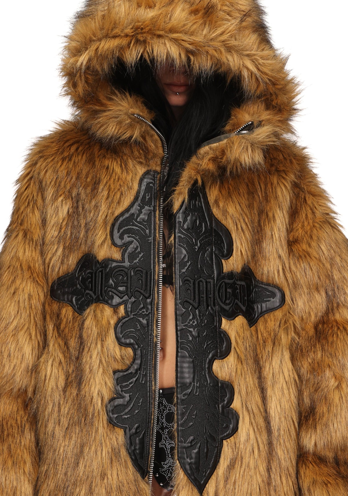 FERAL FAUX FUR REVERSIBLE BOMBER JACKET CAMO AND NATURAL