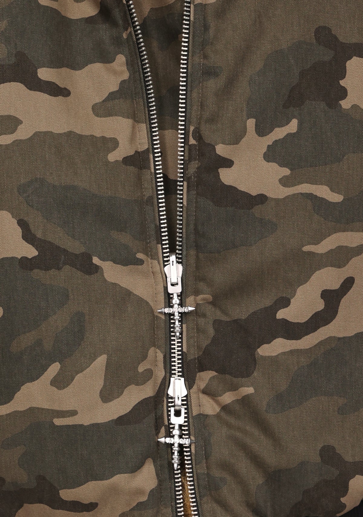 FERAL FAUX FUR REVERSIBLE BOMBER JACKET CAMO AND NATURAL