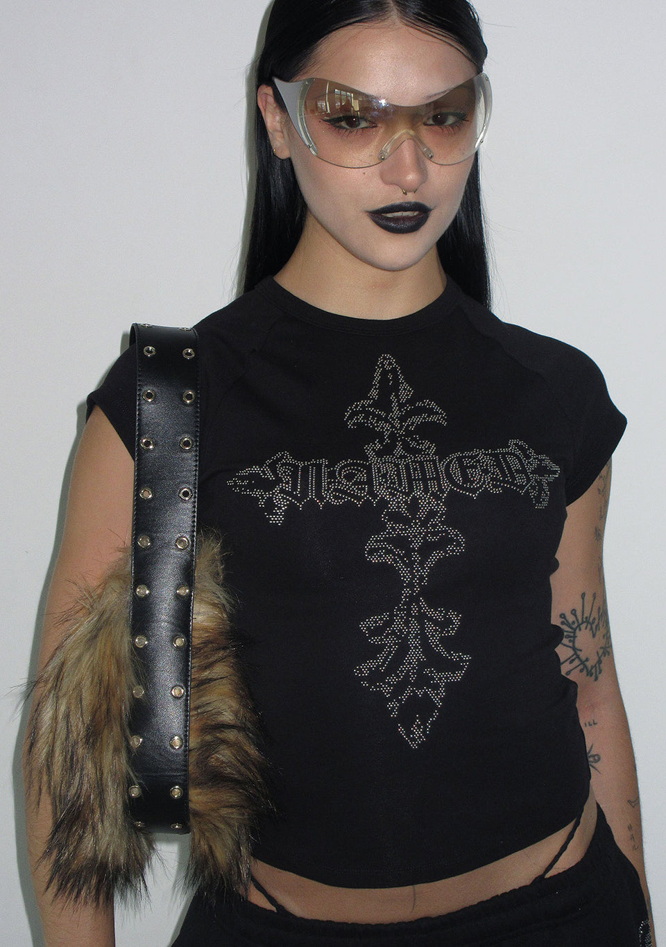 FERAL FAUX FUR SHOULDER BAG BROWN