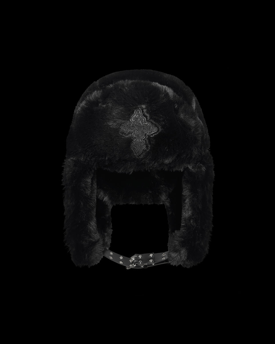 FERAL FAUX FUR TRAPPER HAT BLACK