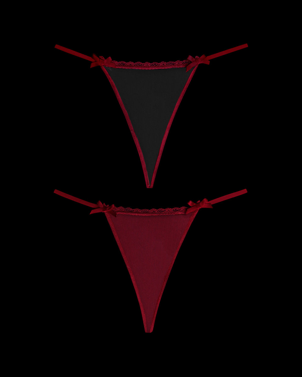 LIMITED EDITION FERAL HARDWARE CHARM MESH G-STRING RED (2 PACK)