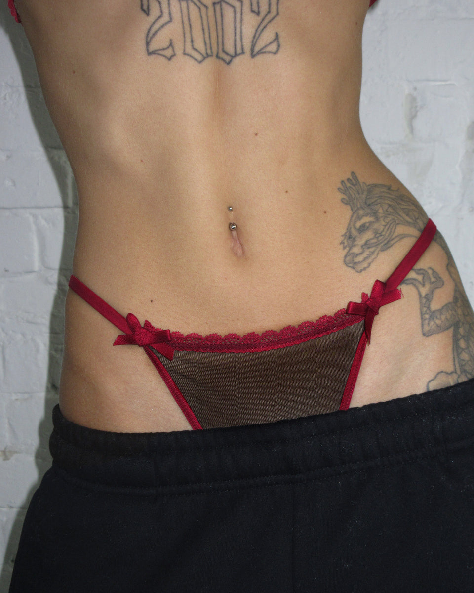 LIMITED EDITION FERAL HARDWARE CHARM MESH G-STRING RED (2 PACK)