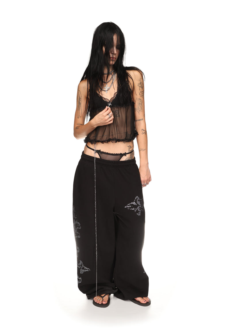 FERAL SHEER MESH CAMI TOP BLACK