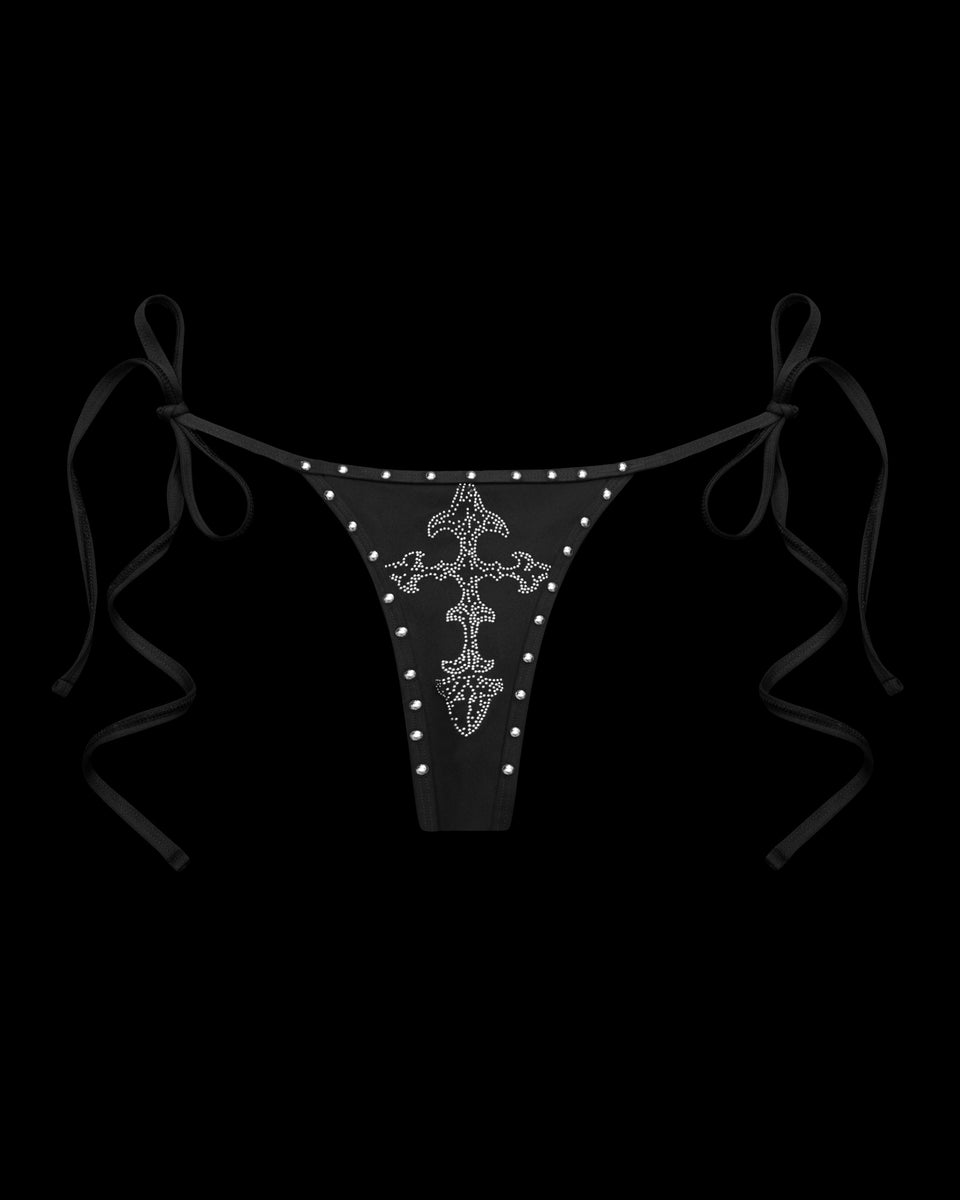 FERAL STUDDED BIKINI BOTTOMS BLACK