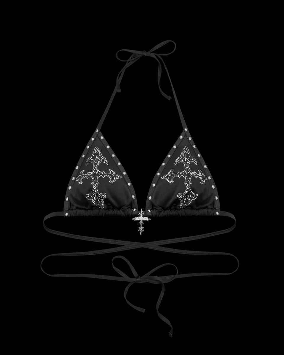 FERAL STUDDED BIKINI TOP BLACK