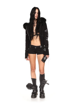 FERAL STUDDED MICRO HOTPANT SHORTS BLACK