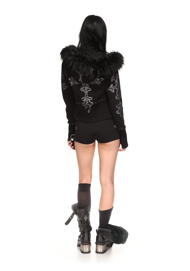 FERAL STUDDED MICRO HOTPANT SHORTS BLACK