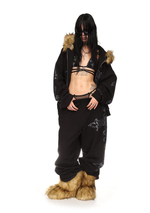 FERAL STUDDED OVERSIZED SWEATPANTS BLACK