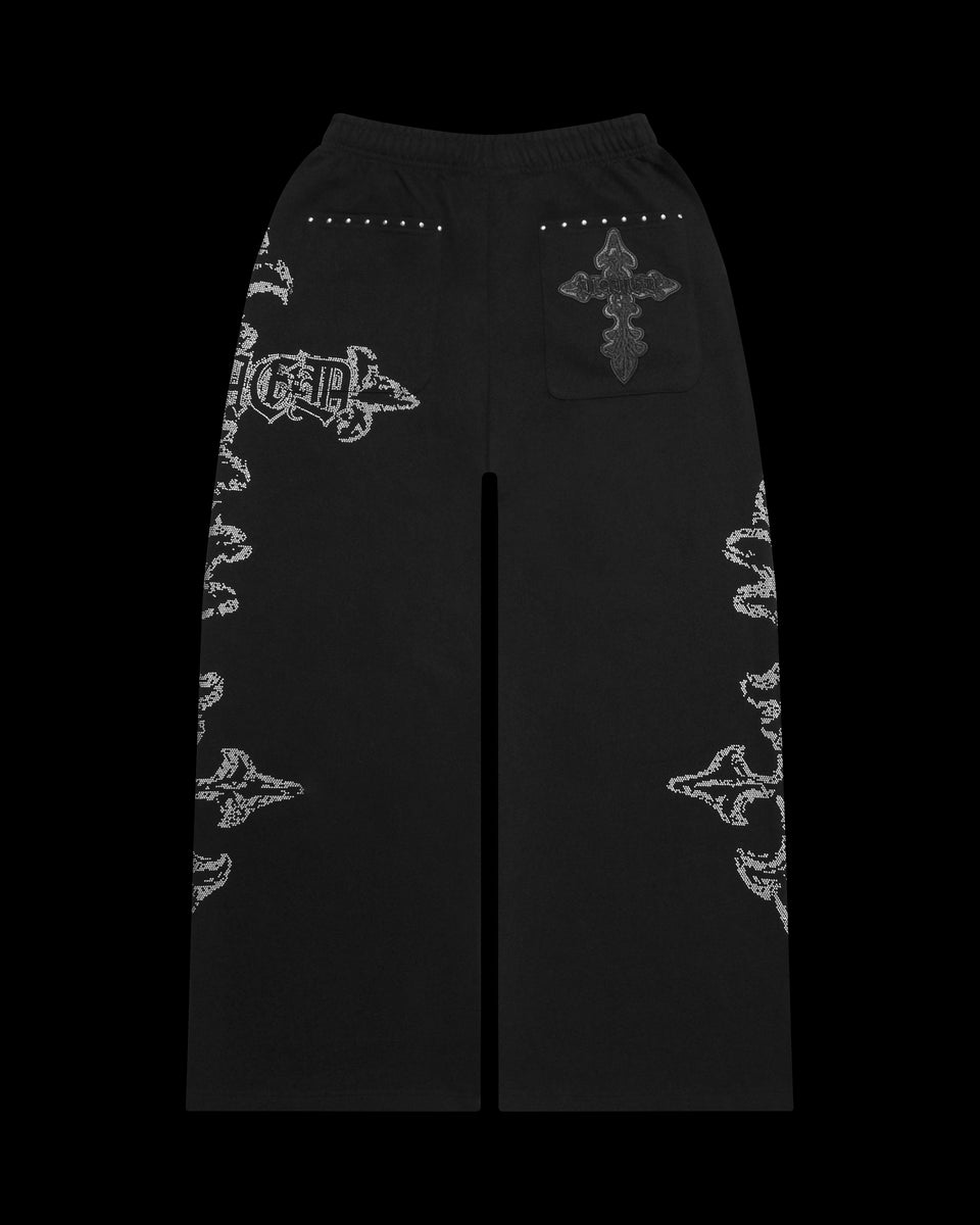 FERAL STUDDED OVERSIZED SWEATPANTS BLACK