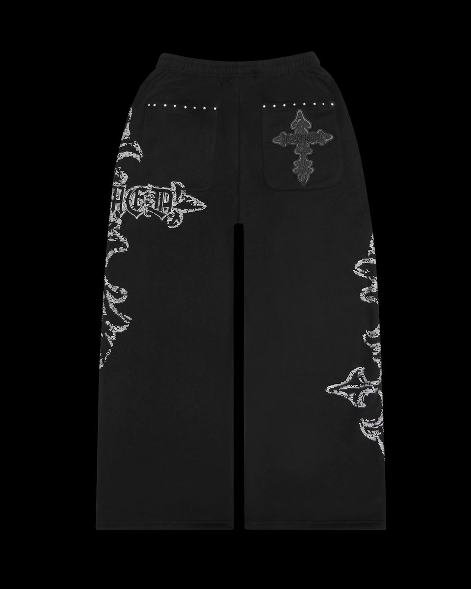 FERAL STUDDED OVERSIZED SWEATPANTS BLACK