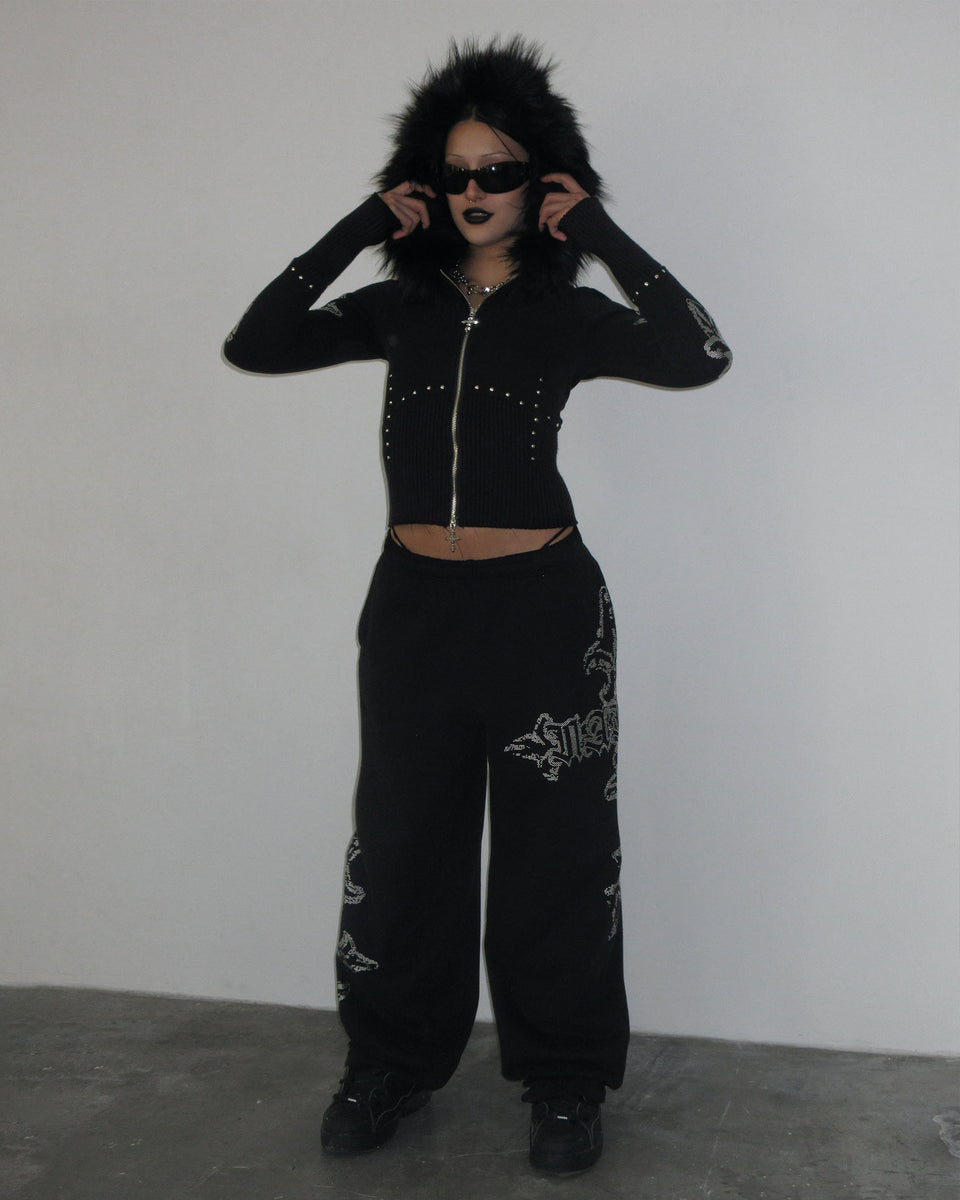 FERAL STUDDED OVERSIZED SWEATPANTS BLACK