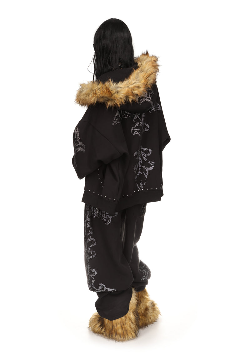 FERAL STUDDED OVERSIZED SWEATPANTS BLACK
