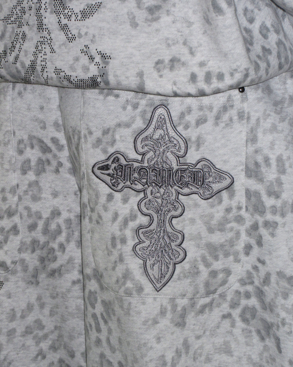 FERAL STUDDED OVERSIZED SWEATPANTS SNOW LEOPARD