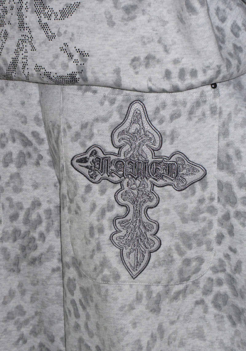 FERAL STUDDED OVERSIZED SWEATPANTS SNOW LEOPARD