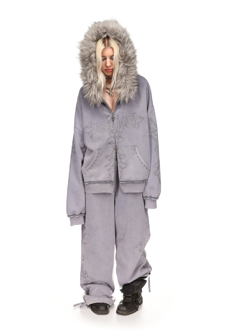 FERAL STUDDED OVERSIZED SWEATPANTS WASHED GREY