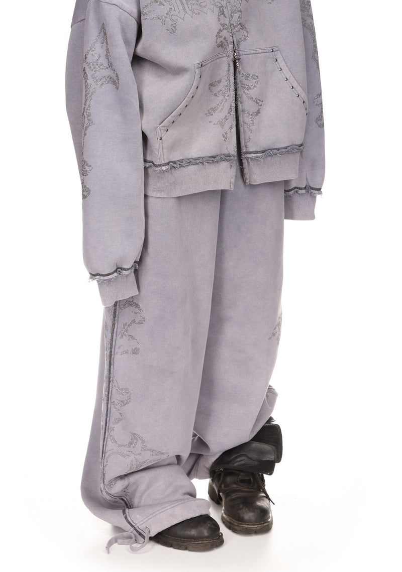 FERAL STUDDED OVERSIZED SWEATPANTS WASHED GREY