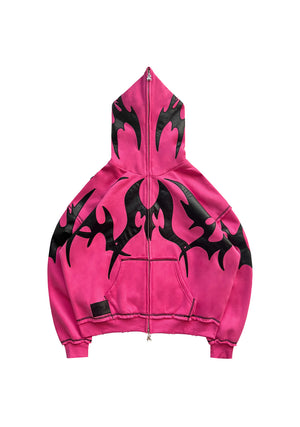 FLAME ZIP HOODIE PINK POISON