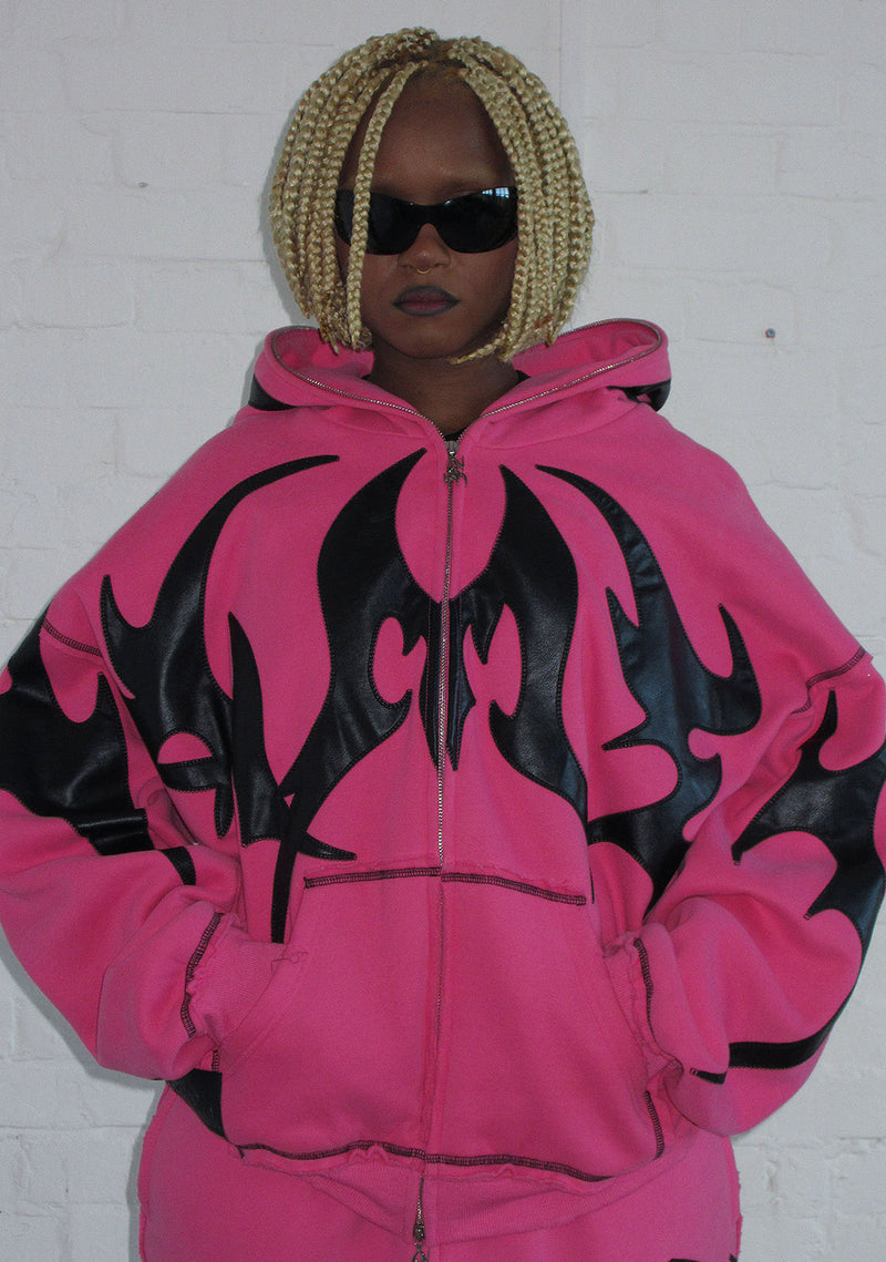 FLAME ZIP HOODIE PINK POISON
