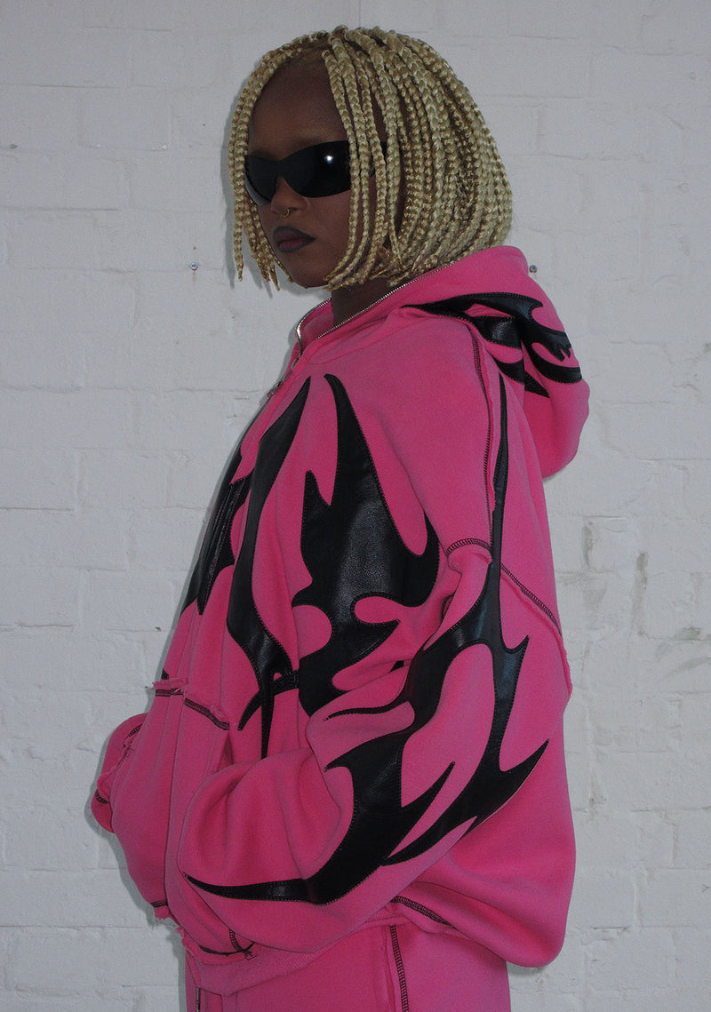 FLAME ZIP HOODIE PINK POISON