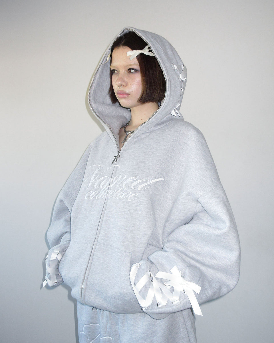 FORBIDDEN ZIP HOODIE GREY MARL