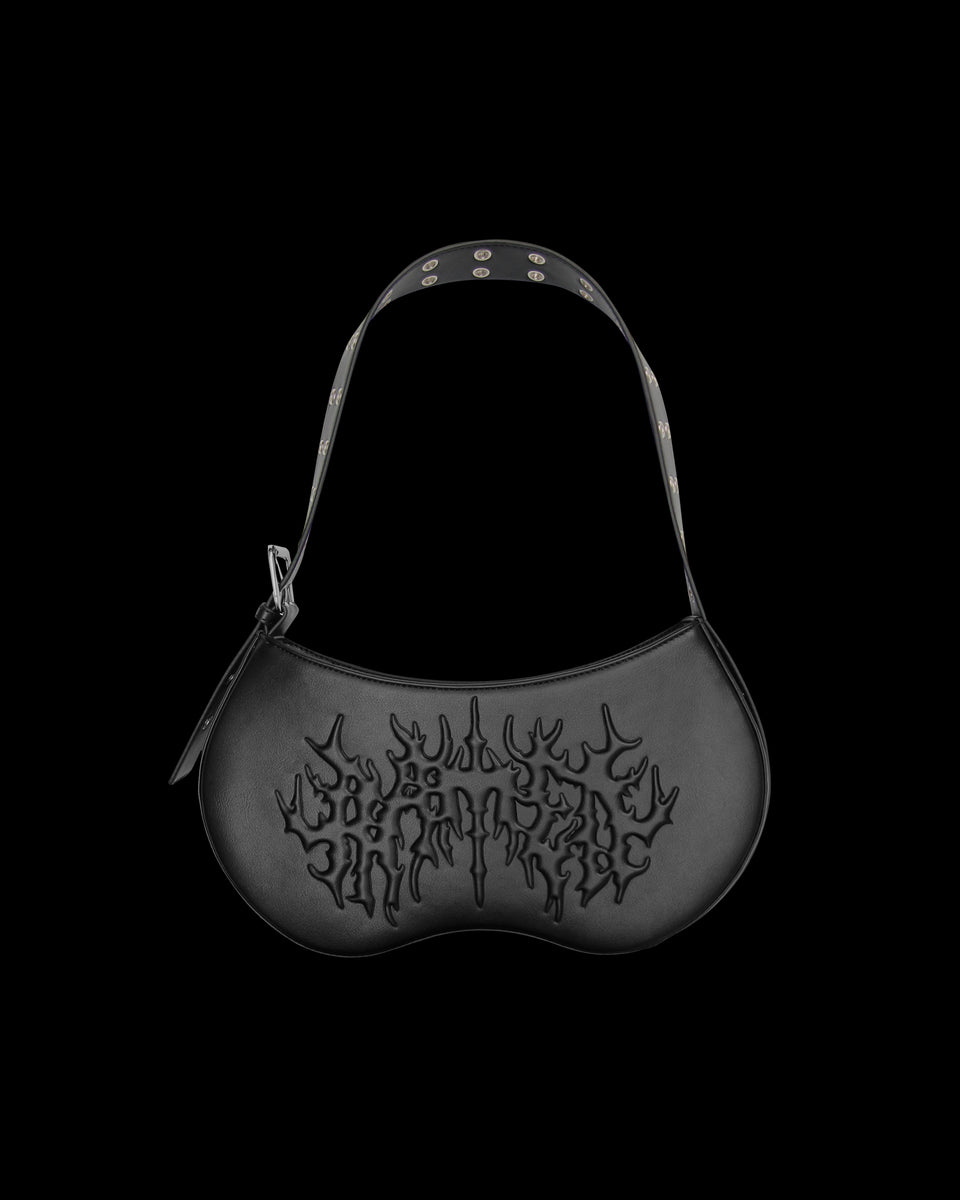 GHOST EMBOSSED SHOULDER BAG BLACK