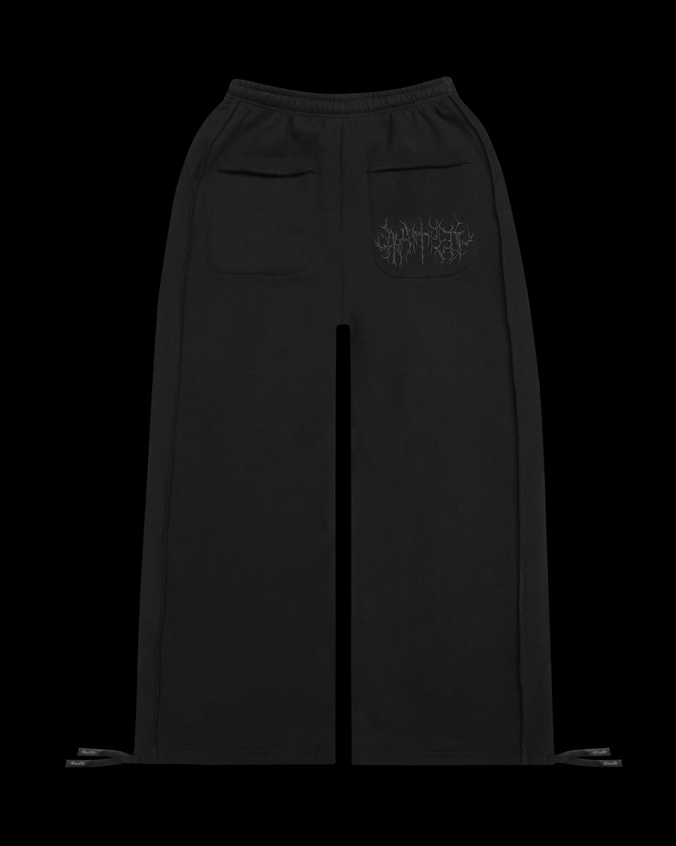 GHOST EMBROIDERED OVERSIZED SWEATPANTS BLACK